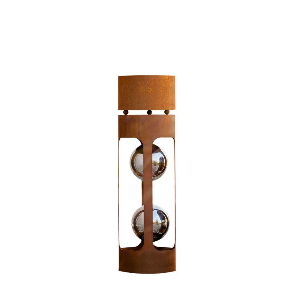 Rostsäule Kugelsäule im Edelrost Design Inkl. Edelstahlkugeln und Blumentrog