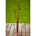Blume Metall - Libellenschilf auf Platte - Edelrostblume mit Libellen Deko Garten