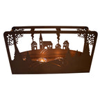 "LICHTERKASTEN - WINTERLANDSCHAFT" Edelrost Teelichthalter, Adventskranz Metall