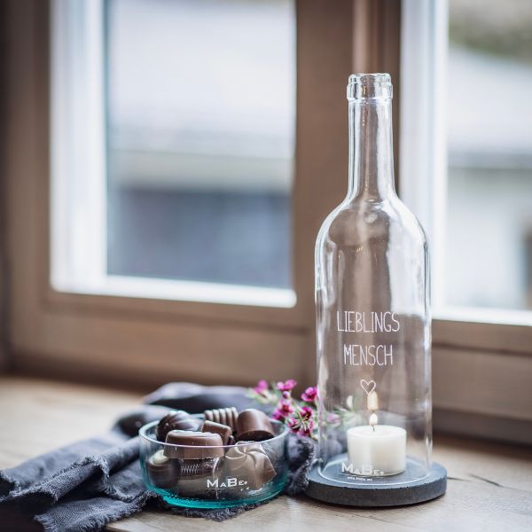 WINDLICHT >> LIEBLINGSMENSCH  << Design Deko aus Upcycling-Weinflasche