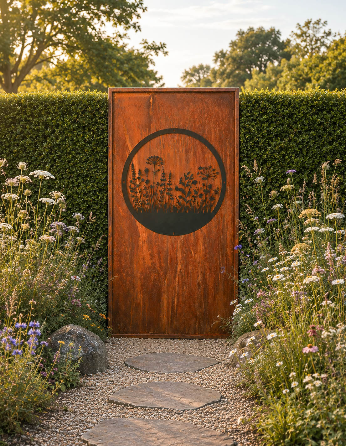 Parawand Blumenwiese Stecksystem Edelrost Sichtschutzwand Gr. 200 x 100 cm