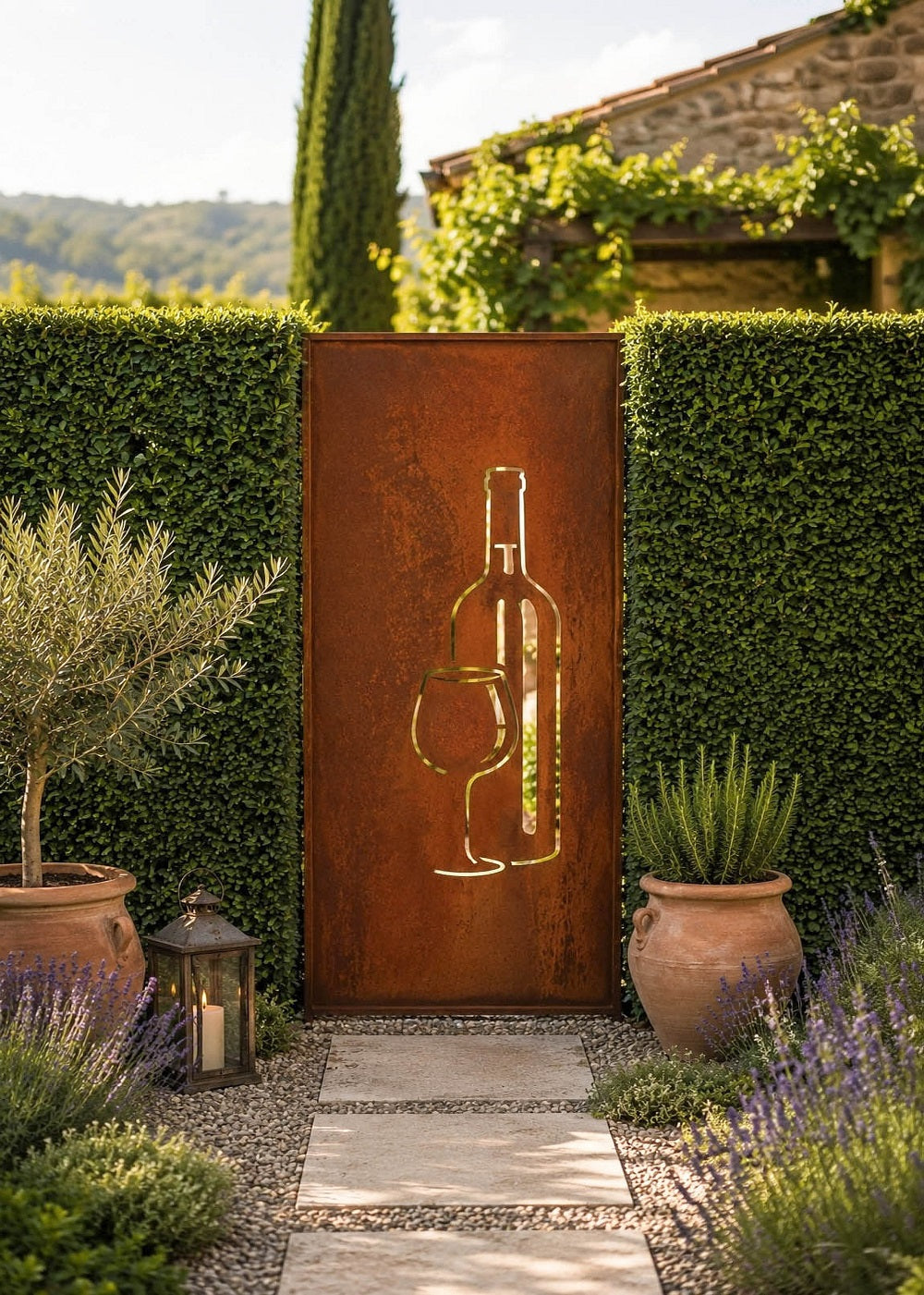 Parawand Wein Edelrost Sichtschutzwand Wein 200 × 100 cm  Gartentrennwand