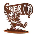 Party-Wichtel Set Bier, Whiskey & Bong – Edelrost Figuren auf Platte (3-teilig)