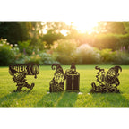 Party-Wichtel Set Bier, Whiskey & Bong – Edelrost Figuren auf Platte (3-teilig)