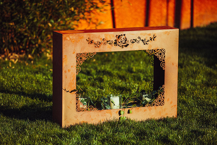 Pflanzsäule aus Edelrost im Barock-Design Gartendeko Pflanzendeko Rost Deko