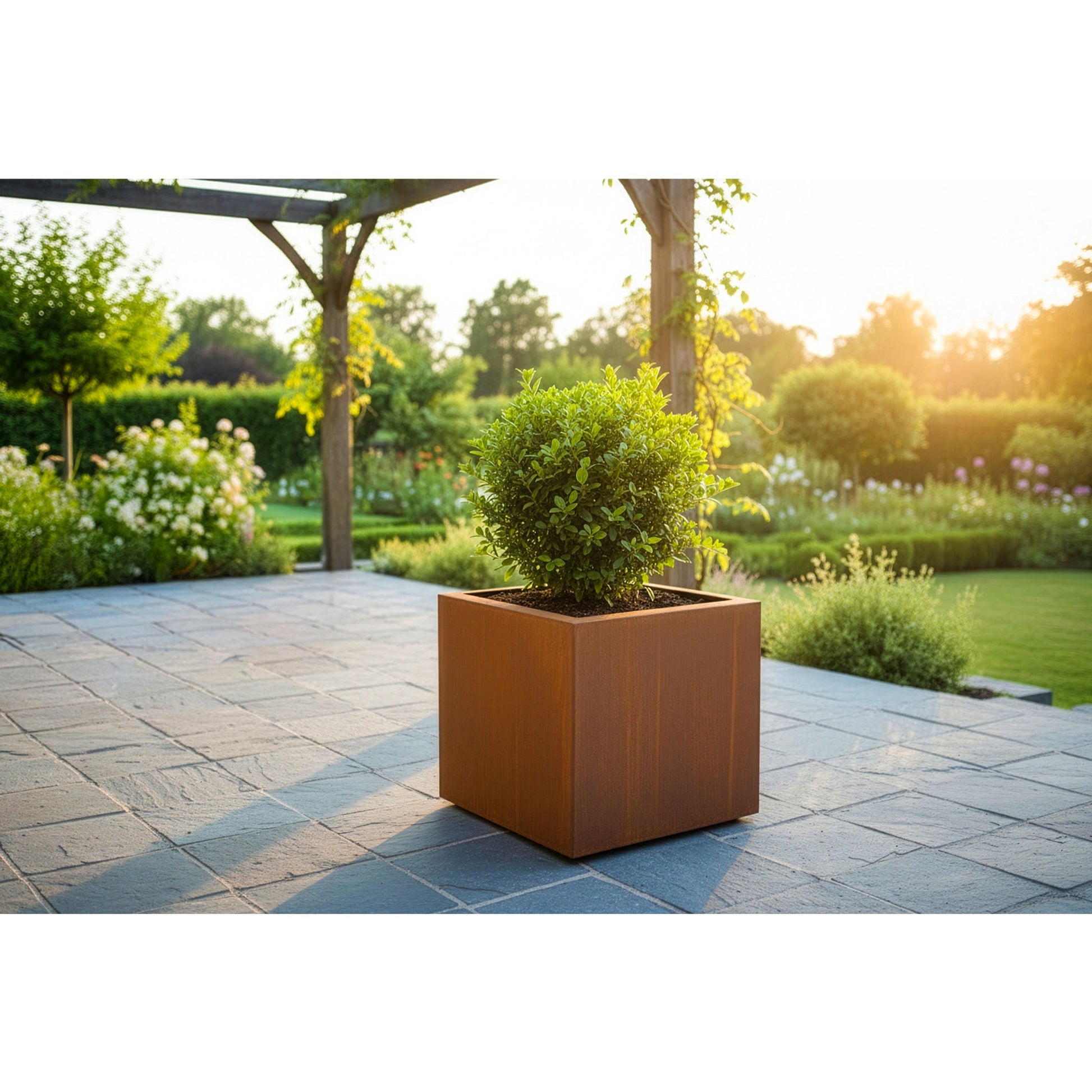 Pflanztrog Cubus Edelrost Pflanzkübel 40x40x42 Pflanzgefäß Metall