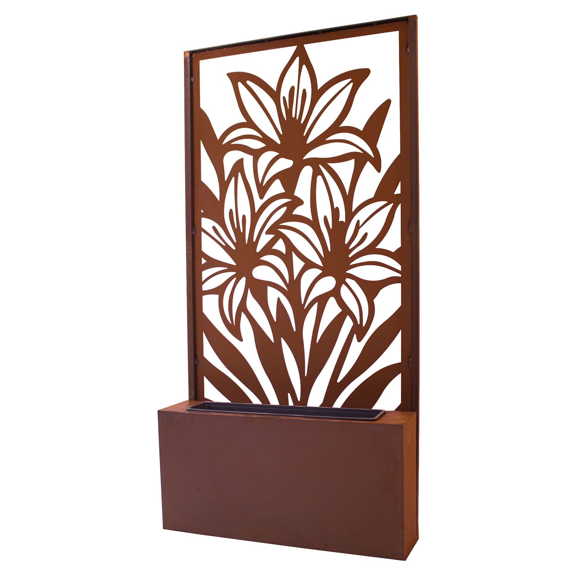 Pflanztrog für Sichtschutzwände Metall Edelrost mit Blumenkasten 100×50×23 cm