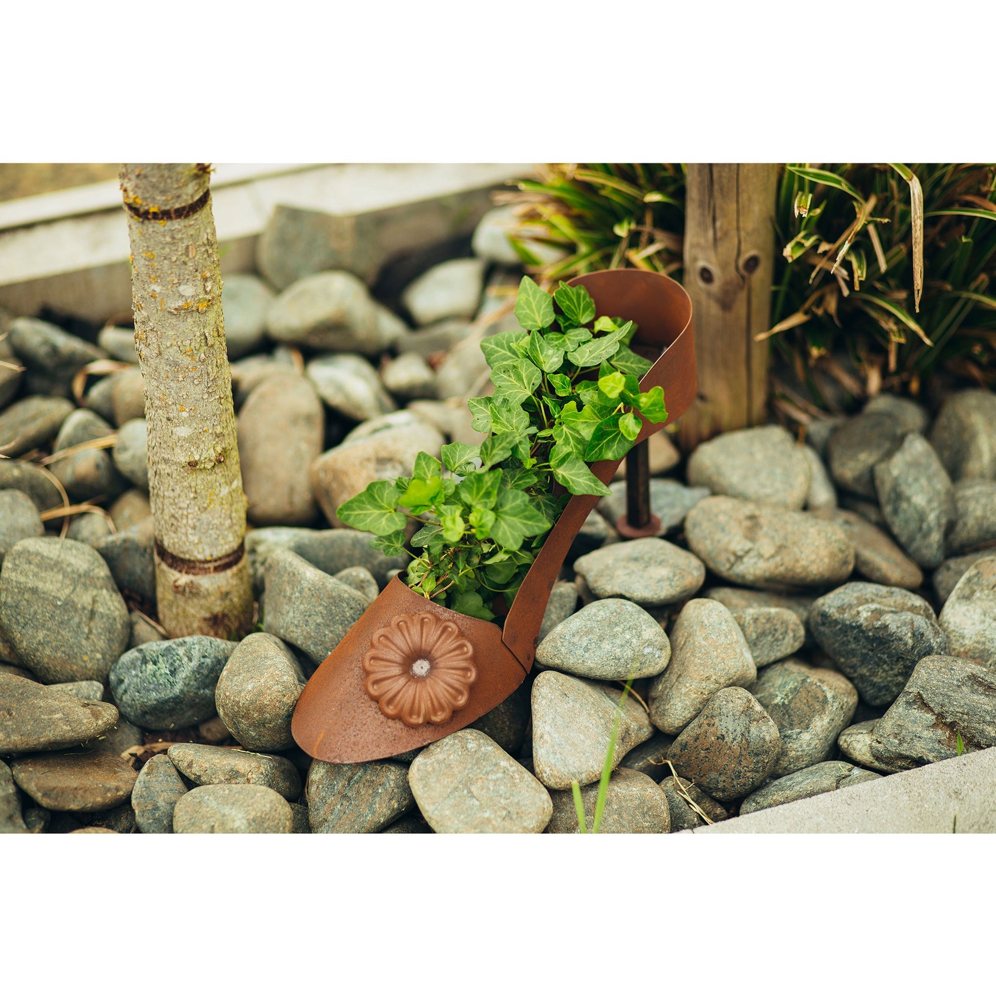 Pumps zum Bepflanzen - Metallpumps Edelrost - Rostdeko Garten Pflanzgefäß