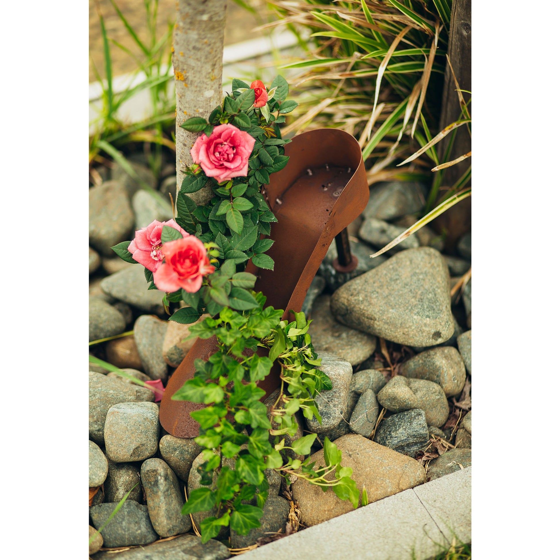 Pumps zum Bepflanzen - Metallpumps Edelrost - Rostdeko Garten Pflanzgefäß