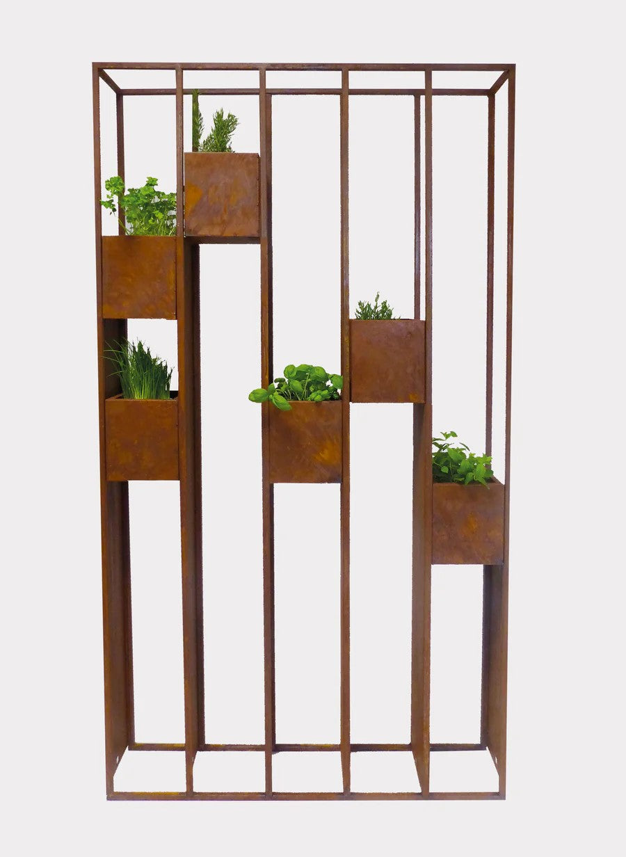 Pflanzregal Lazise Edelrost Handgefertigt Höhe 183 cm Kräuterregal Blumenregal