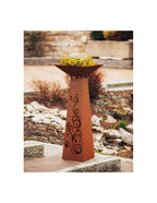 Pflanzsäule Rost Optik Trapez – Flower mit Ornamentmuster Säule Dekosäule