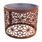 Runde Feuerstelle Floral Edelrost 3in1 Feuerschale Pflanzgefäß Beistelltisch
