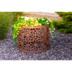 Runde Feuerstelle Floral Edelrost 3in1 Feuerschale Pflanzgefäß Beistelltisch