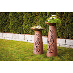 Säule Kegel - Ornament - Edelrost Pflanzsäule Gartensäule Rostsäule mit Schale
