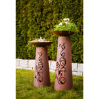 Säule Kegel - Ornament - Edelrost Pflanzsäule Gartensäule Rostsäule mit Schale