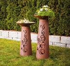Säule Kegel - Ornament - Edelrost Pflanzsäule Gartensäule Rostsäule mit Schale