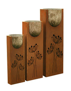 Rost Pflanzen Säule - Stone im Edelrost Design Rostdeko Gartensäulen - 3er Set