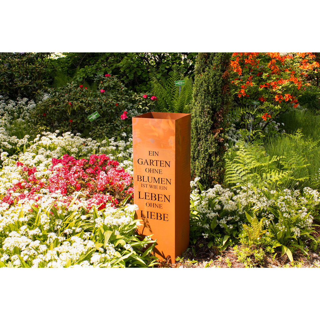 Spruchsäule Säule Gedicht Garten - Edelrost Gartensäule Rost Deko Pflanzsäule