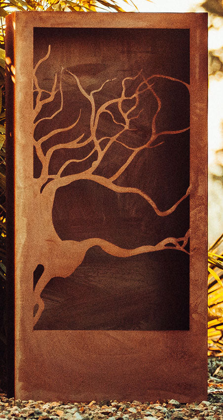 Sichtschutzwand Edelrost - Säulen Set - Silence - Paravent Trennwand Windschutzwand