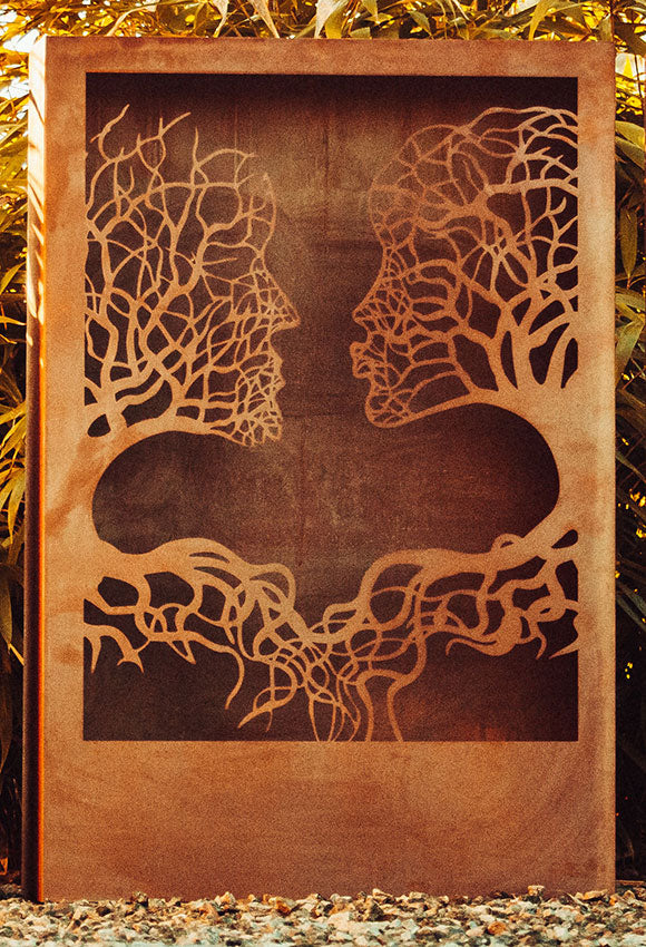 Sichtschutzwand Edelrost - Säulen Set - Silence - Paravent Trennwand Windschutzwand