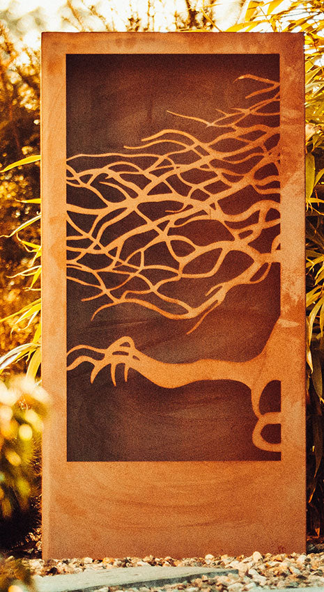 Sichtschutzwand Edelrost - Säulen Set - Silence - Paravent Trennwand Windschutzwand