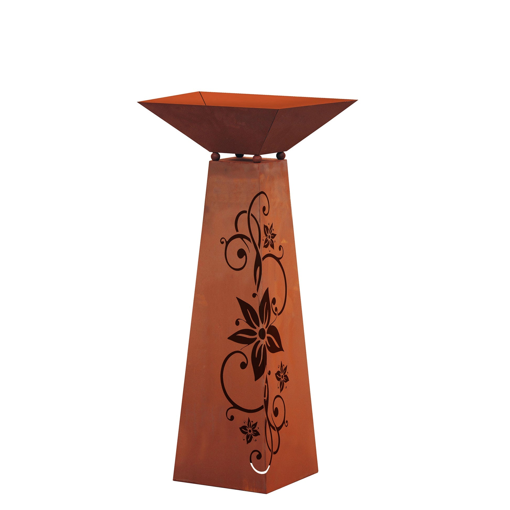 Rost Garten Säule Trapez - Blüte aus Metall im Edelrost Design Rostsäule Pflanzensäule