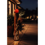 Säule China mit Glaskugel Edelrost Gartensäule aus Metall Höhe 160 cm
