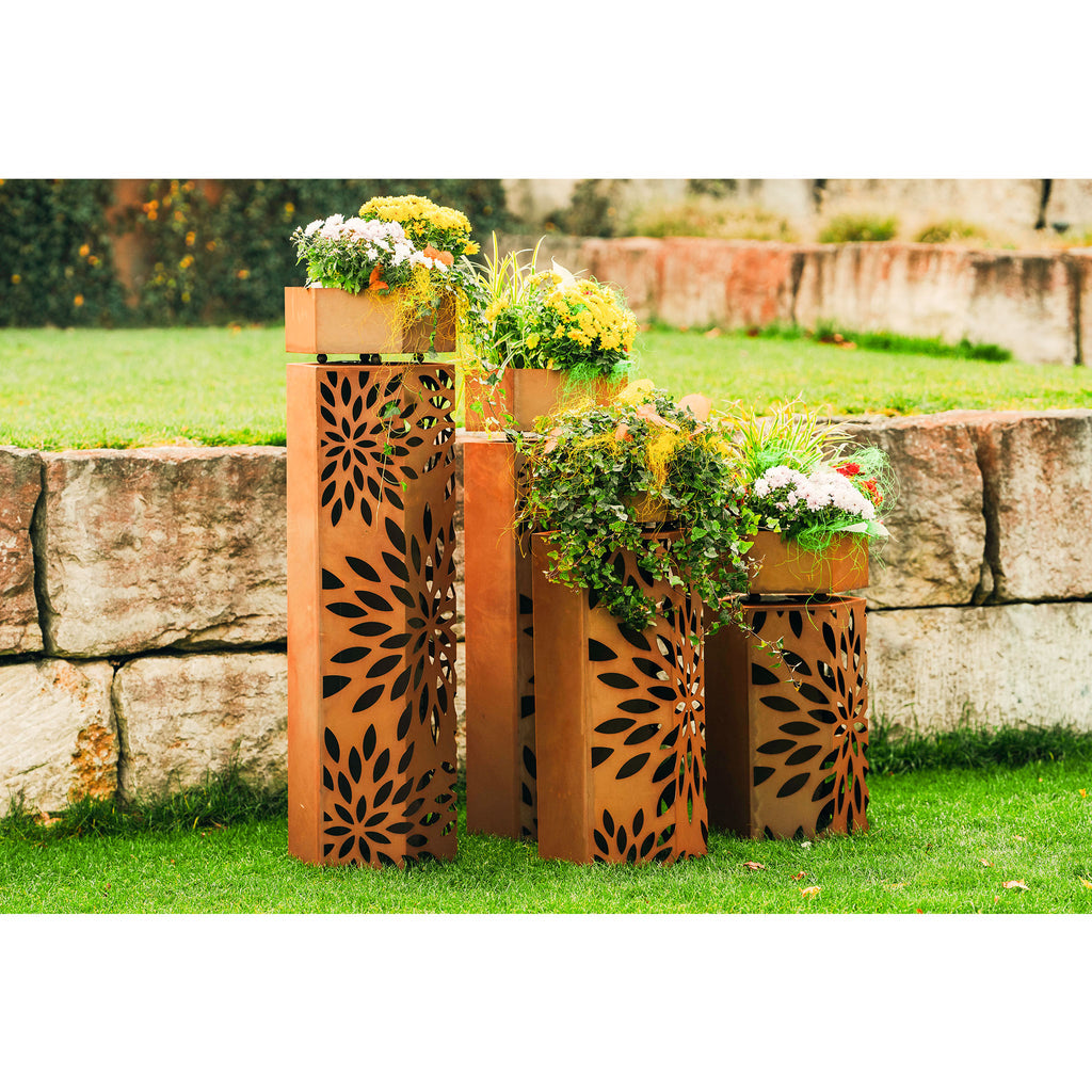 Säule Flowerpower - Pflanzsäule Modern Edelrost Gartensäule einzeln oder Set