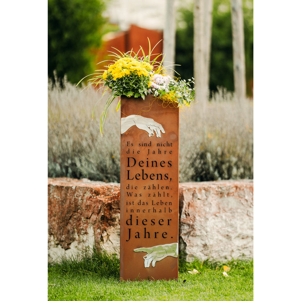 Säule Gedicht Jahre - Pflanzsäule Edelrost Gartensäule mit Spruch Metall