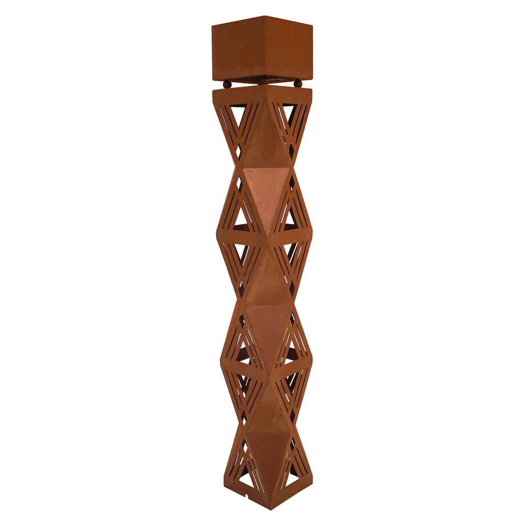 Säule Prisma Edelrost-Gartensäule mit Blumentrog und 4-seitigem Design H: 140 cm