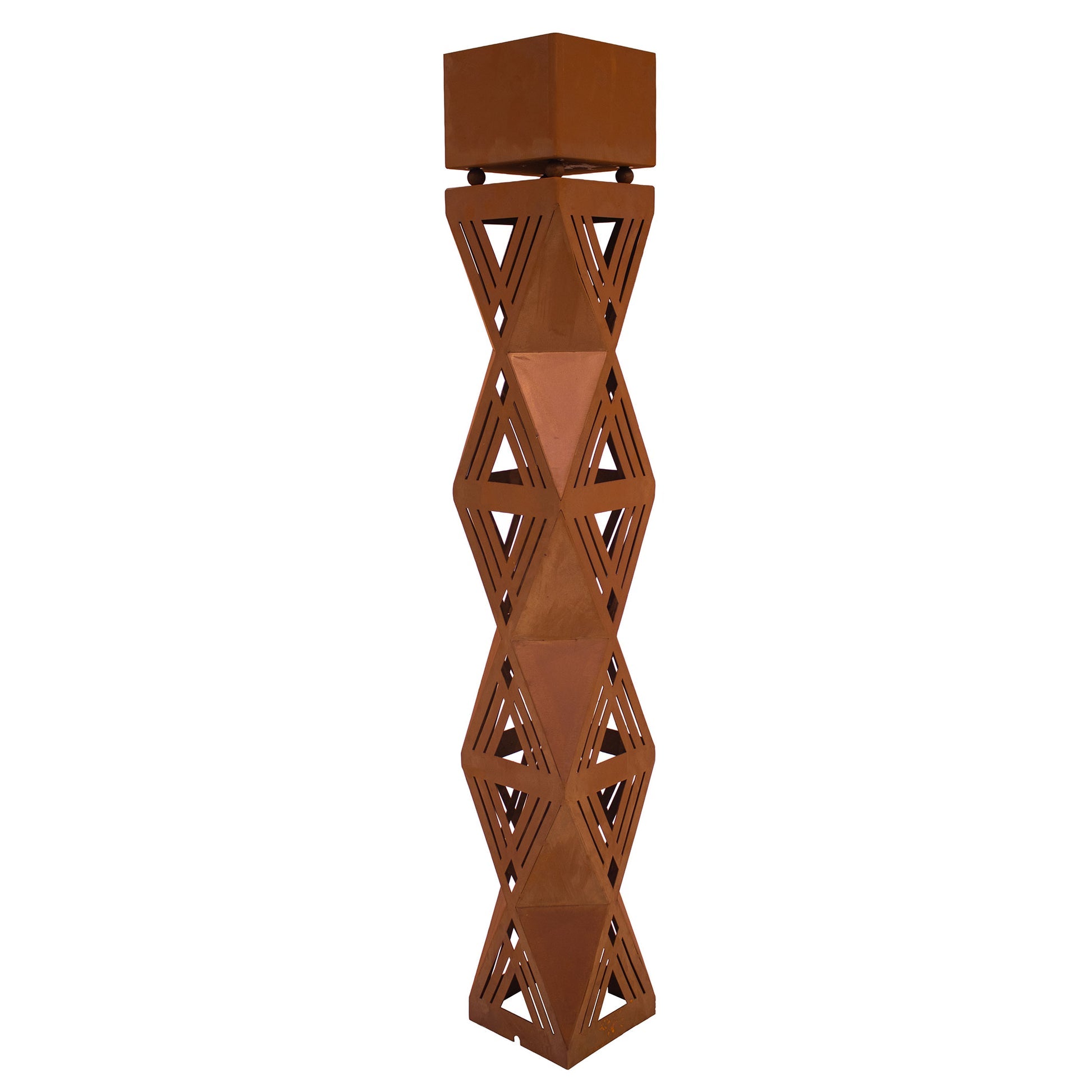 Säule Prisma Edelrost-Gartensäule mit Blumentrog und 4-seitigem Design H: 140 cm