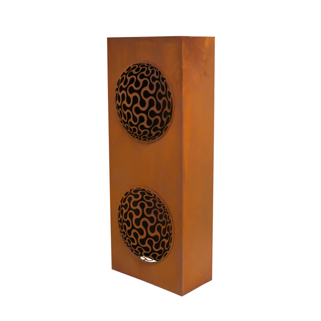 Säule  Wellenkugel - Pflanzsäule Metall Edelrost Gartensäule Outdoor Deko