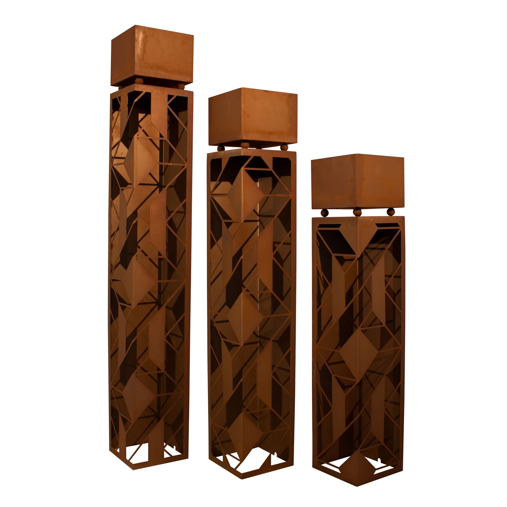 Pflanzsäule Rost Optik Graphic-Design Säule mit Pflanzschale Dekosäule