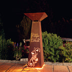 Rost Garten Säule Trapez - Carpe Diem aus Metall im Edelrost Design Rostsäule