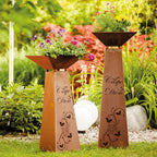 Rost Garten Säule Trapez - Carpe Diem aus Metall im Edelrost Design Rostsäule