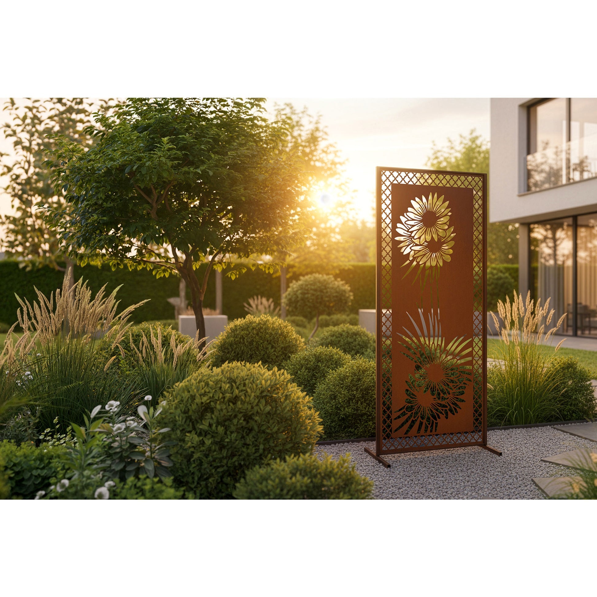 Sichtschutzwand Frühlingserwachen Edelrost Sichtschutz Metall mit Blumenmotiv