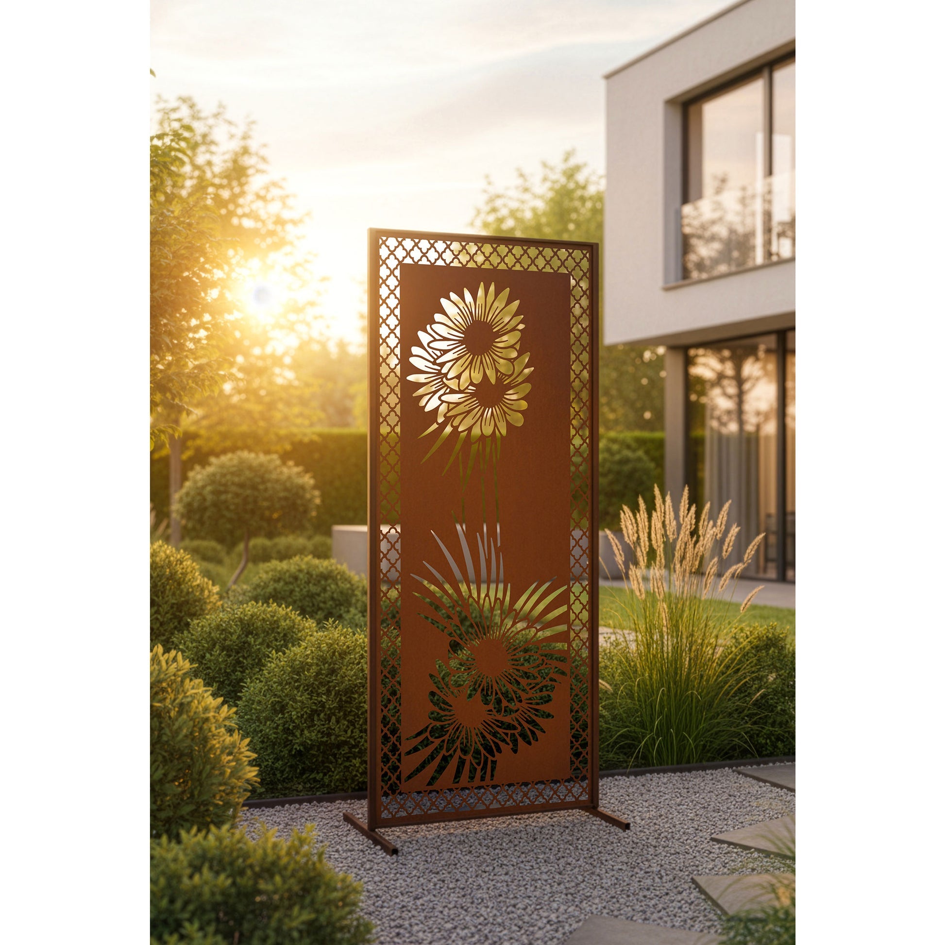 Sichtschutzwand Frühlingserwachen Edelrost Sichtschutz Metall mit Blumenmotiv