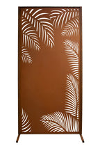 Sichtschutzwand Tropic aus Edelrost Parawand Palmblatt-Design 200 × 100 cm