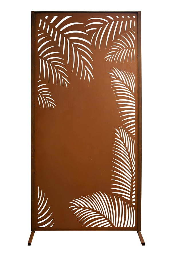 Sichtschutzwand Tropic aus Edelrost Palmblatt-Design 200 × 100 cm