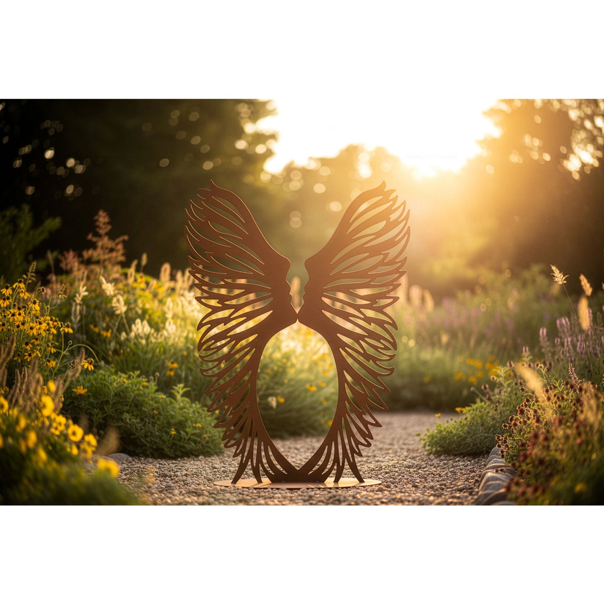 Skulptur Leidenschaft Edelrost Moderne Gartenskulptur mit zwei Gesichtern