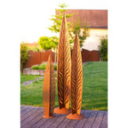 Skulptur Weidenblatt Edelrost Gartenkunst Gartendeko Modern Metallskulptur