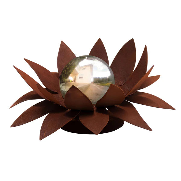 Edle Glasblumen Sonnenblüte Edelrost 3er Set, Handgefertigte Gartenkunst