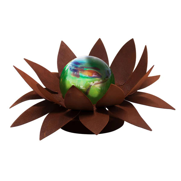 Edle Glasblumen Sonnenblüte Edelrost 3er Set, Handgefertigte Gartenkunst