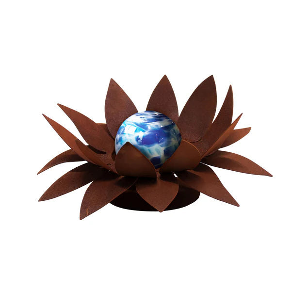 Edle Glasblumen Sonnenblüte Edelrost 3er Set, Handgefertigte Gartenkunst