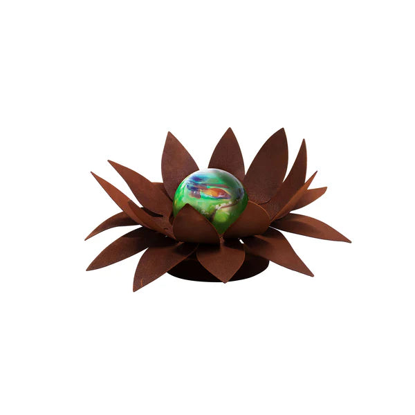 Edle Glasblumen Sonnenblüte Edelrost 3er Set, Handgefertigte Gartenkunst
