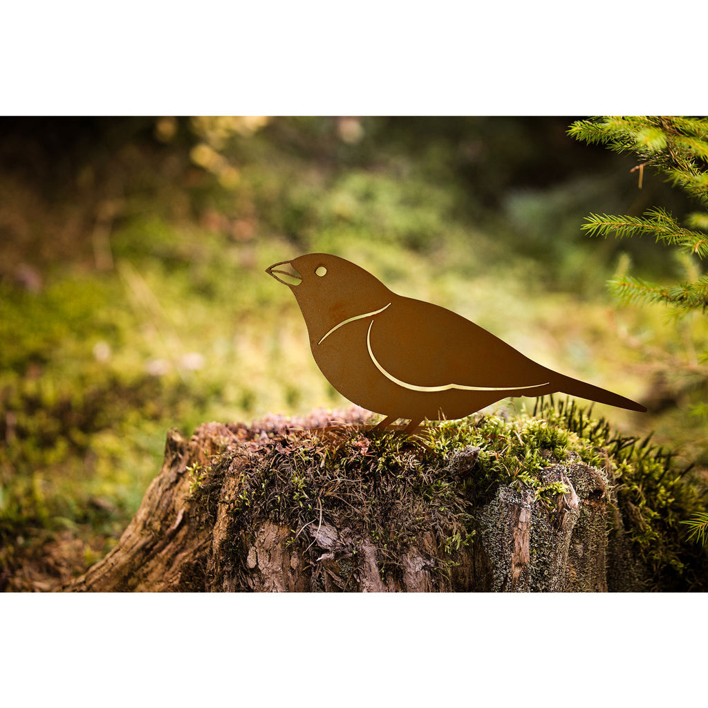 Tierfigur Metall - Spatzen Timmy & Cleo - Rostige Gartendeko Vogel Spatz