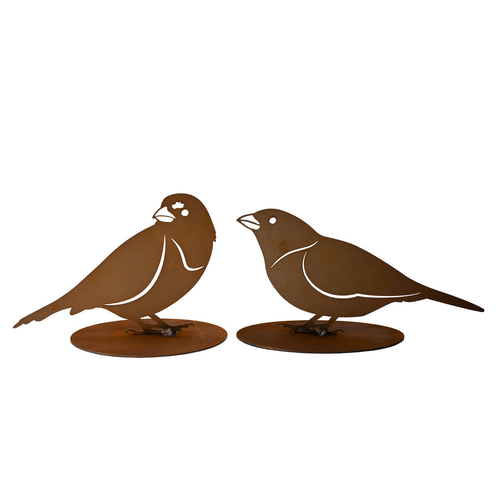 Tierfigur Metall - Spatzen Timmy & Cleo - Rostige Gartendeko Vogel Spatz