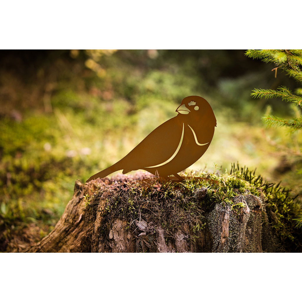 Tierfigur Metall - Spatzen Timmy & Cleo - Rostige Gartendeko Vogel Spatz