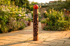 Edelrost-Säule Blossom mit Glaskugel – Gartendeko 140 cm Gartensäule