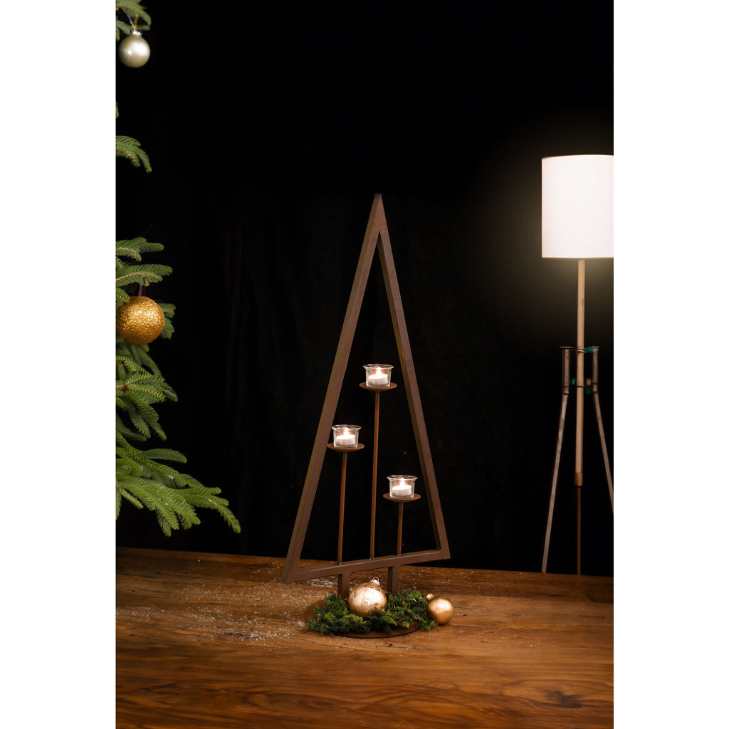 Teelichthalter Metall groß "Tanne - Lichterschein" Edelrost Weihnachtsdeko Tanne